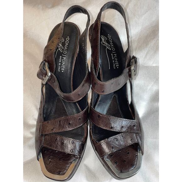 Donald‎ Pliner Espresso Ostrich Heels - Size 9 1/2 M - New Without Box - Picture 3 of 14